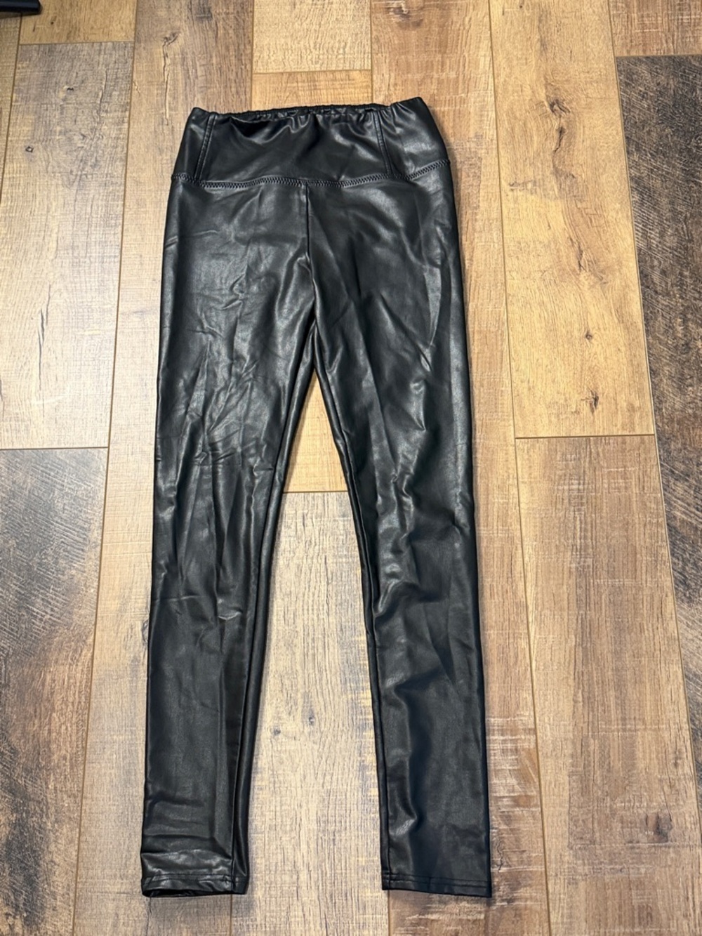 7 For All Mankind Black Faux Leather Fleece Lined Leggings Size Small